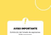 Consejo Escolar. Listado de aspirantes 2026 PROVISORIO.