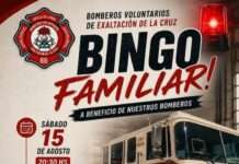 ESTA NOCHE UN GRAN BINGO FAMILIAR A BENEFICIO DE LOS BOMBEROS DE EXALTACIÓN DE LA CRUZ